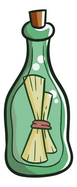 Vettore Una Lettera Una Bottiglia Vetro Con Sfondo Bianco — Vettoriale Stock