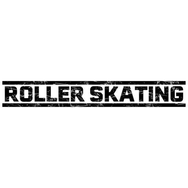 灰色の背景に2本の黒い線の間のテキスト Roler Skating — ストックベクタ