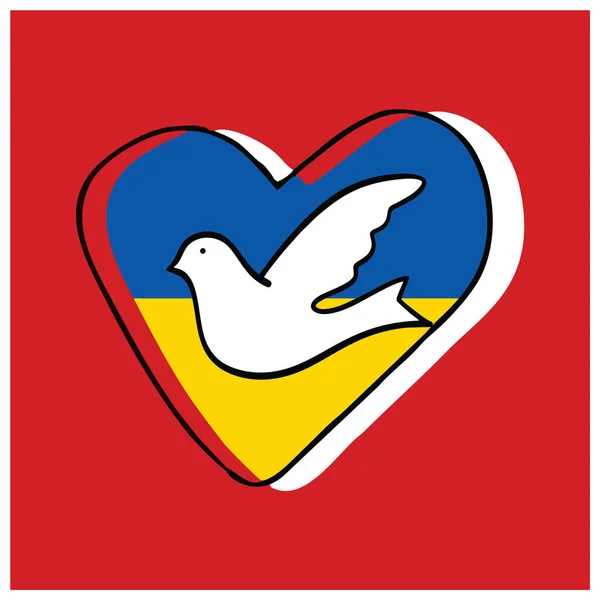 평화를 상징하는 비둘기가 가슴의 우크라이나 국기를 — 스톡 벡터