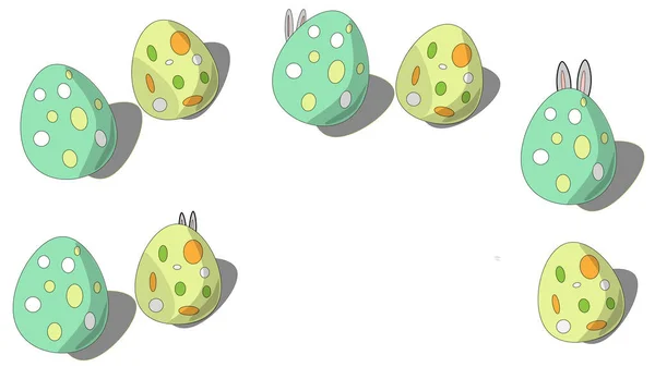 Una Ilustración Vectorial Editable Conejos Escondidos Detrás Huevos Con Manchas — Archivo Imágenes Vectoriales