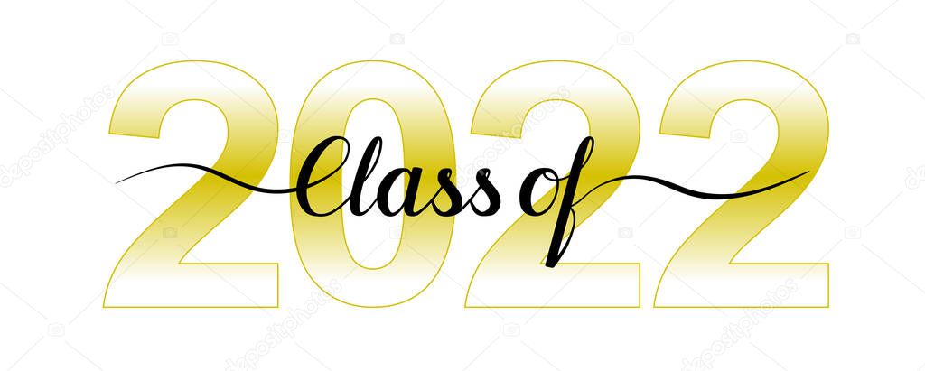 Banner for the Class of 2022 graduation class. Congratulations on graduation from school, college, institute in 2022