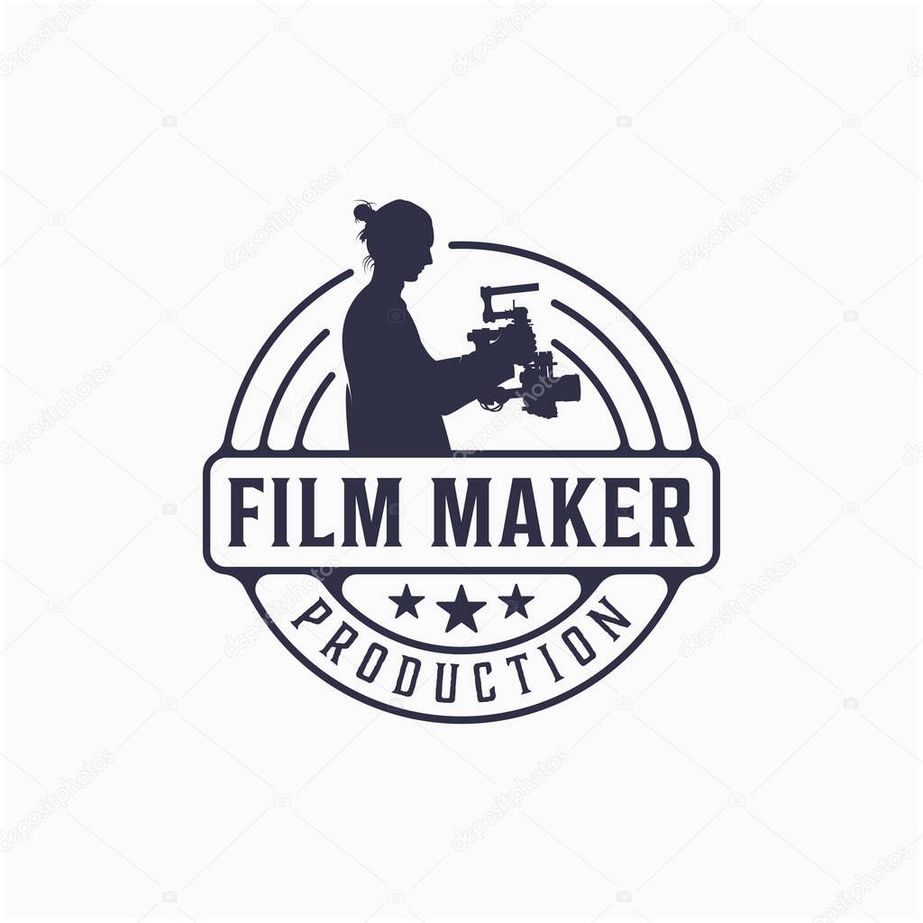 A simple illustration of a filmmaker's logo idea on a white background.