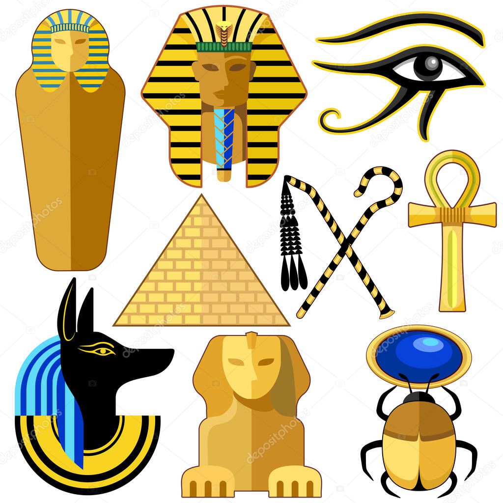 A vector illustration of a set of Egypt Ancient Symbols