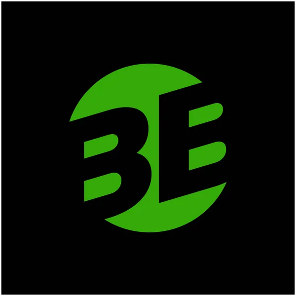 绿色圆环上有两个字母B的标识的向量 在黑色背景上隔离 — 图库矢量图片