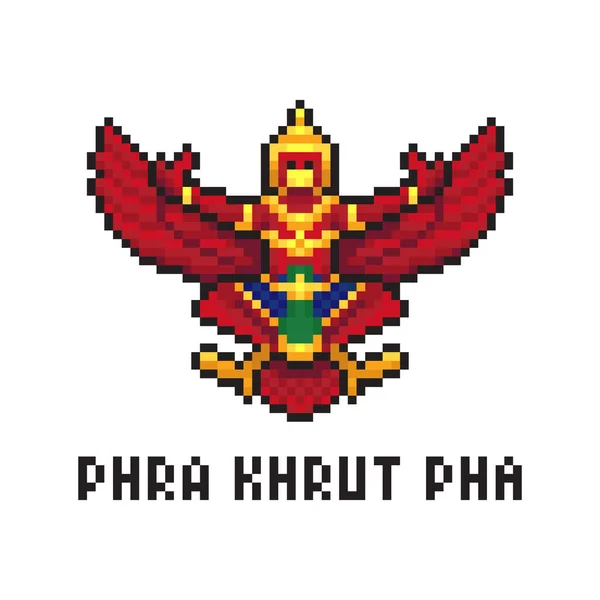 Vector Pixel Art Design National Emblem Thailand Phra Khrut Pha — Stock Vector