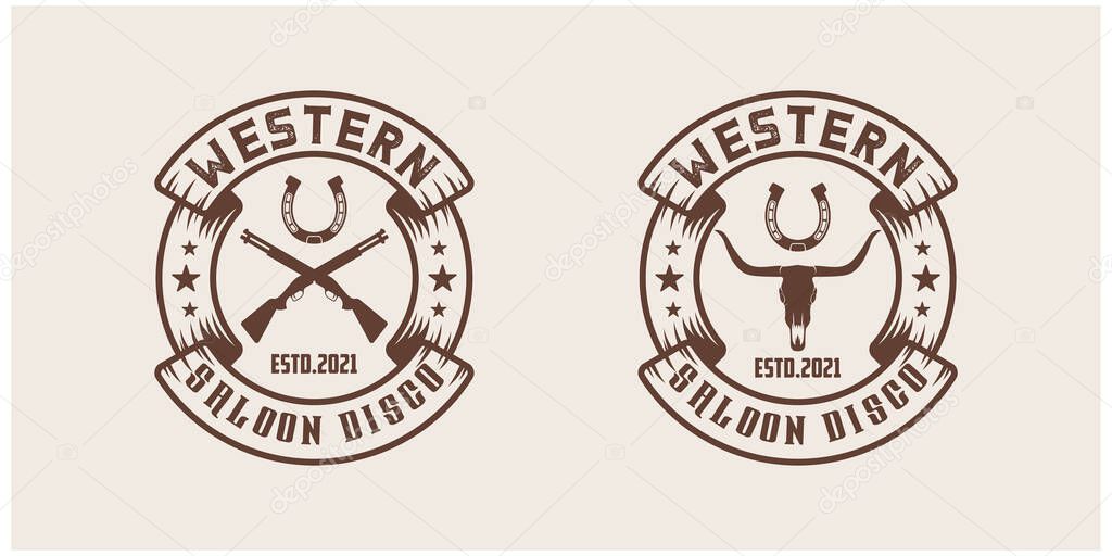 A vector of two different variants for a logo that can be used for a western-themed bar or pub