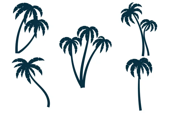 Set Palm Trees Silhouettevector Illustration — Stock Vector