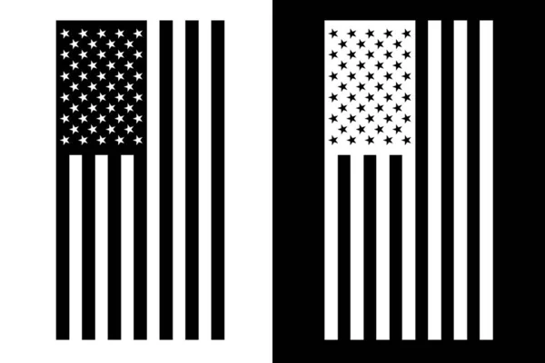 Schwarz Weiße Amerikanische Flagge Monochrom — Stockvektor
