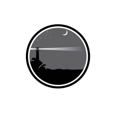 Gece karanlığında deniz fenerinin bir simgesi.