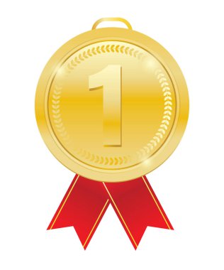 Kırmızı kurdeleli altın madalya