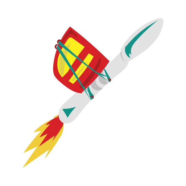 Vector Illustration Rocket Parcel — Stock Vector