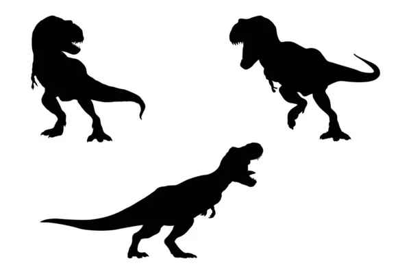 Collectie Van Rex Silhouet Tyrannosaurus Rex Clipart — Stockvector
