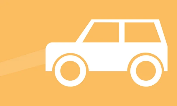黄色の背景に白い車のベクトル図 — ストックベクタ