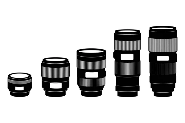 Silhueta Lentes Câmera Vetor Diferente —  Vetores de Stock