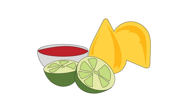 Diseño Ilustrativo Cocina Brasileña Con Nombre Coxinha Con Salsa Lima — Vector de stock