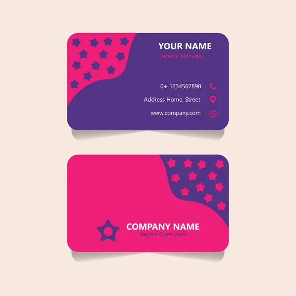 Modern Business Card Design Template Vector Cards Pink Purple Stars — Stock Vector