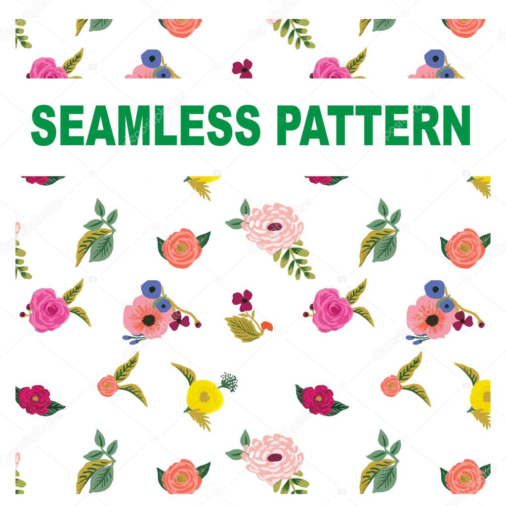 A vector of a seamless pattern with different flowers