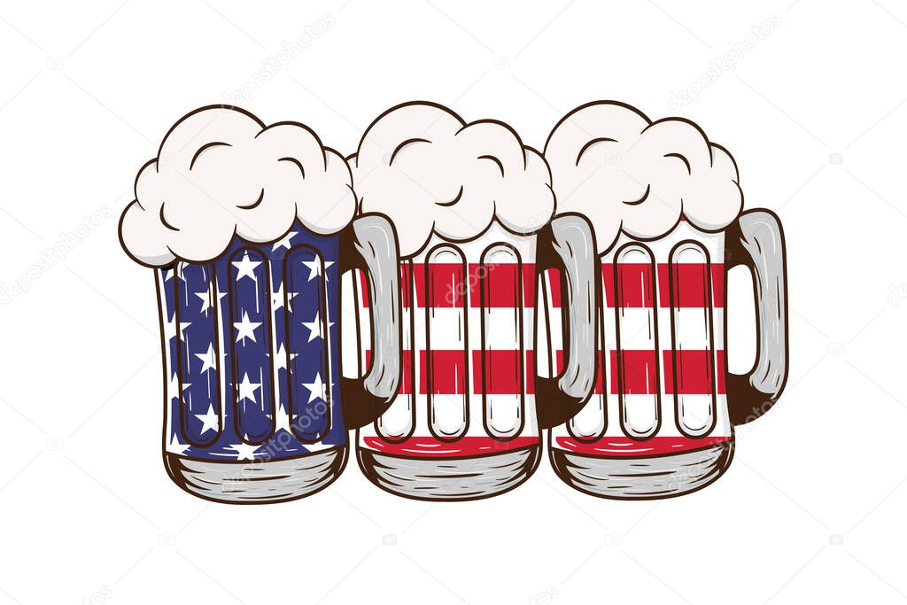 Patriotic Beer American Flag 4th of July vector illustration