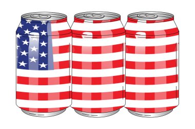 4 Temmuz Vatansever Amerikan Bayrağıyla Bira Kutuları