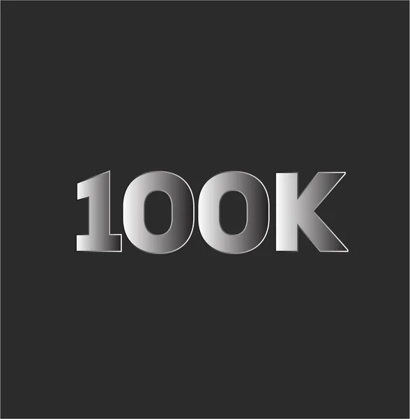 100K Typografie Stříbrném Gradientu Tmavém Pozadí Pro Platformu Sociálních Médií — Stockový vektor