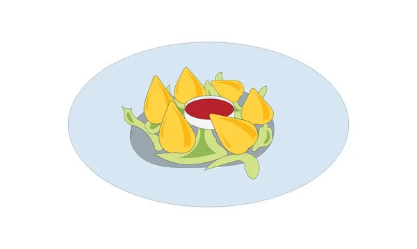 ソース付きのコキシーナという名前のブラジル料理のイラストデザイン — ストックベクタ