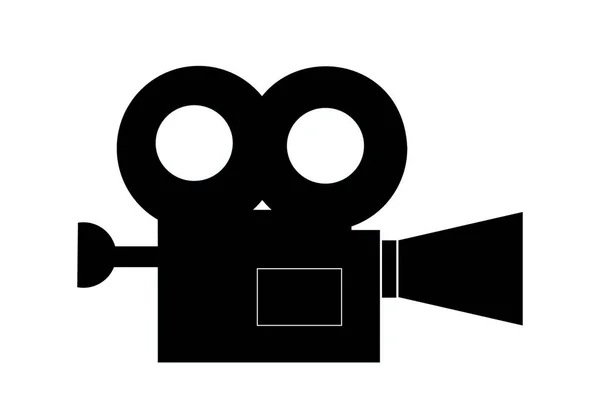 Schwarz Weiß Einfache Silhouette Einer Videokamera — Stockvektor