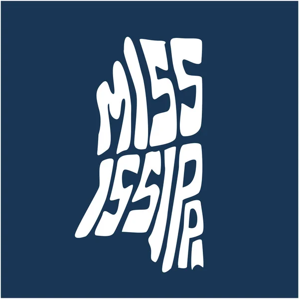 Illustration Vectorielle Mot Mississippi Forme État Sur Fond Bleu — Image vectorielle
