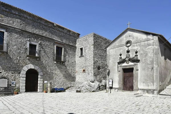 Una Vista Panorámica Antiguo Edificio Pueblo Aieta Región Calabria Italia — Foto de Stock