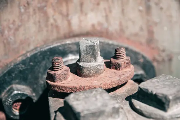 Een Close Shot Van Oude Roestige Metalen Details Van Landbouwmachines — Stockfoto