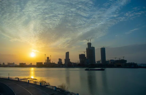 Sunset Huangpu River Shanghai City Chin — Stock Photo, Image