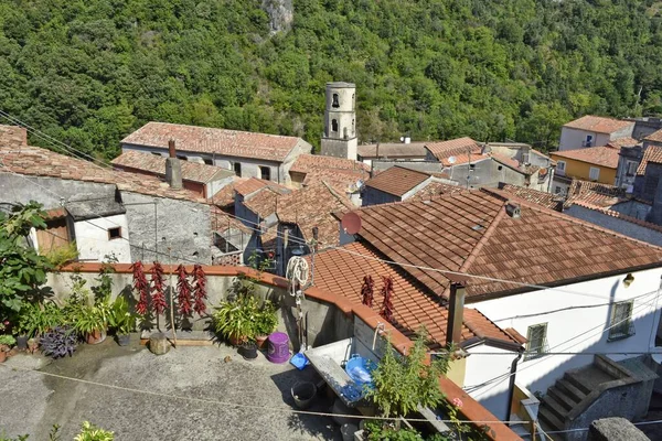 Vista Panorâmica Aldeia Orsomarso Nas Montanhas Região Calábria Itália — Fotografia de Stock