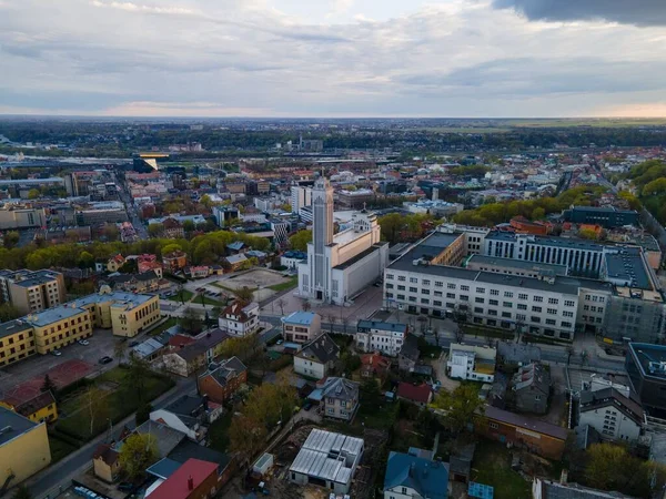 Безпілотний Постріл Чудової Панорами Міста Каунаса Литва — стокове фото