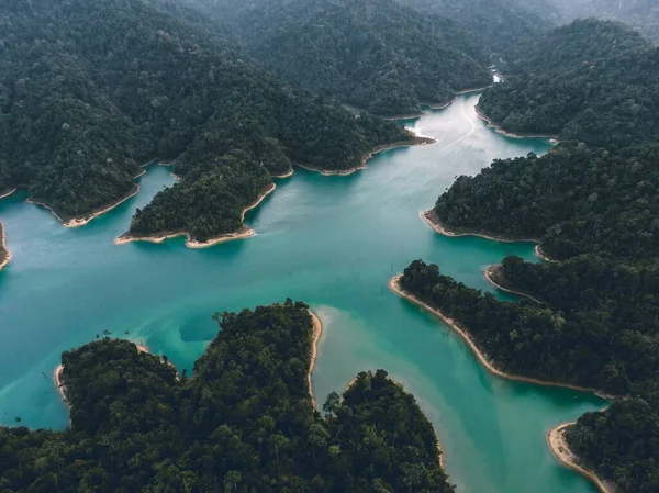 Uma Vista Aérea Água Lago Esmeralda Ang Thong Marine Park — Fotografia de Stock