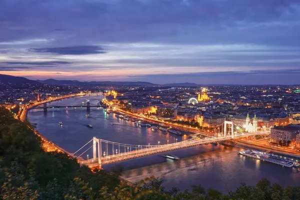 Edificio Del Parlamento Húngaro Paisaje Urbano Budapest Desde Castillo Buda — Foto de Stock