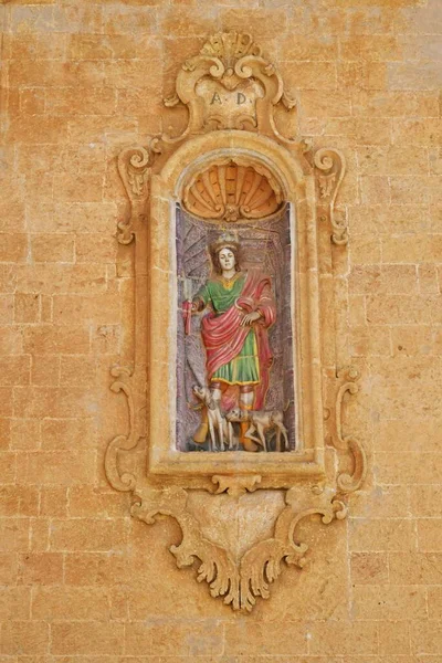 Egy Szent Szobra Tricase Utcájában Egy Középkori Város Puglia Régióban — Stock Fotó