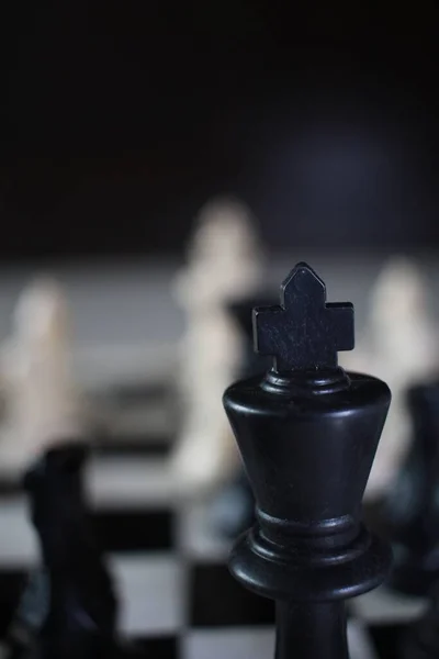 Vertical Closeup Shot Black King Figure Chess — Stock Photo, Image