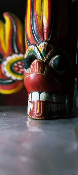 Vertical Shot Indian Wooden Mask Souvenir — Stock Photo, Image