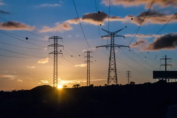 Nagyfeszültségű Elektromos Erőátvitel Tower Energy Pylon — Stock Fotó