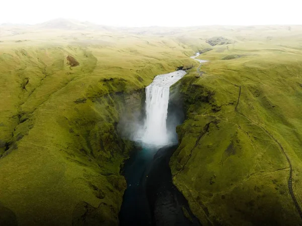 Aerial View Skogafoss Waterfall Iceland — Stock Photo, Image