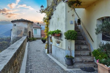 A narrow street in Fornelli village in the Molise region, Italy clipart