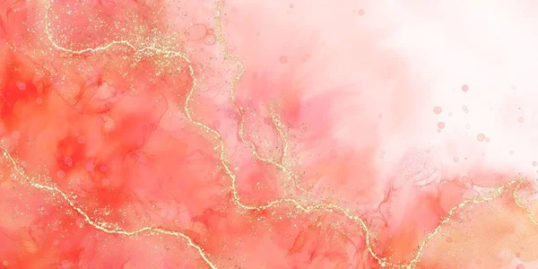 Rosso Sfumato Rosa Corallo Tonalità Vernice Liquida Fluida Astratta Illustrazione — Foto Stock
