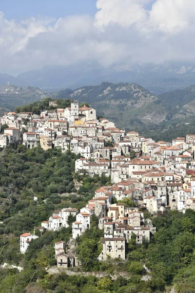 Talya Nın Basilicata Bölgesindeki Rivello Dağ Köyünün Hava Manzarası — Stok fotoğraf