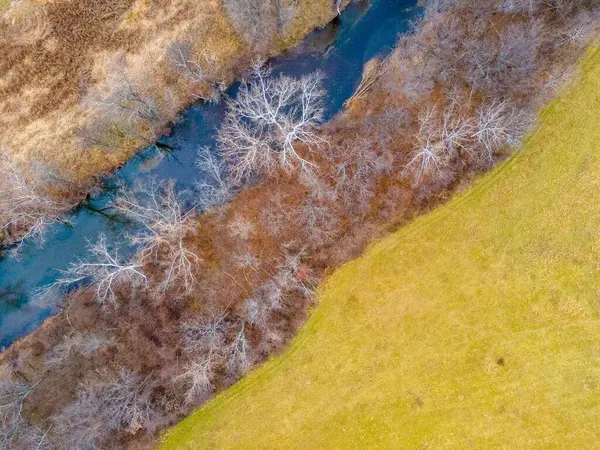Αεροφωτογραφία Ρέματος Ποταμού — Φωτογραφία Αρχείου