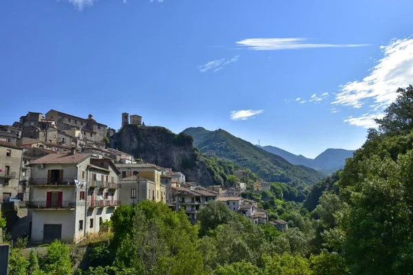 Vue Aérienne Vieilles Maisons Dans Vieux Village Papasidero Calabre Italie — Photo