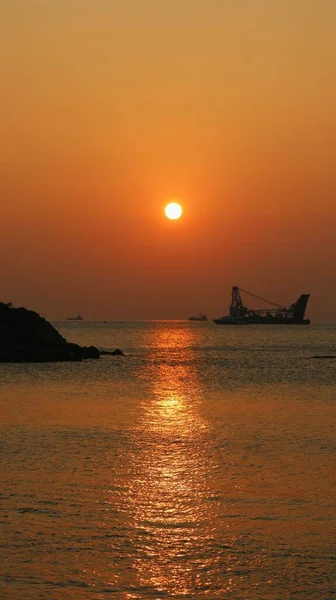 Hermosa Puesta Sol Con Mar Isla Lamma Hong Kong — Foto de Stock