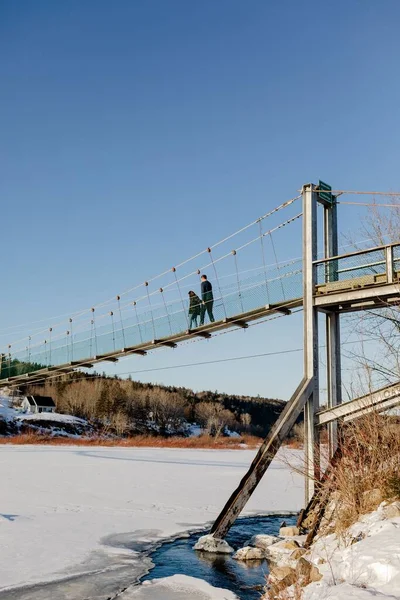 Priceville Köprüsünde Ele Yürüyen Bir Çiftin Dikey Görüntüsü — Stok fotoğraf