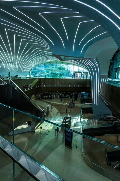 Tiro Vertical Moderna Estação Metro Msheireb Doha Qatar — Fotografia de Stock