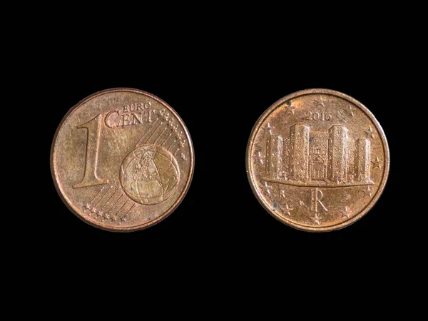 Монета Евро 2016 Года Черном Фоне Крупный План Двух Сторон — стоковое фото