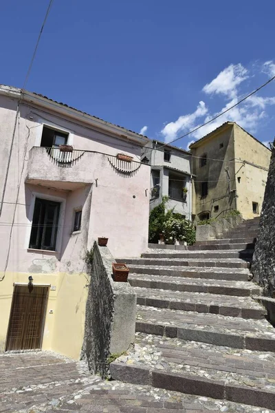 Tiro Vertical Escadas Antigas Uma Das Ruas Aldeia Altomonte Região — Fotografia de Stock