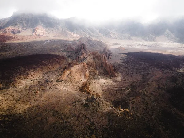 View Volcanic Landscape Foggy Background — Stock Photo, Image